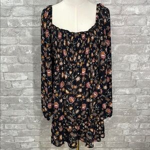 Altar'd State Black Floral Long Sleeve Dress